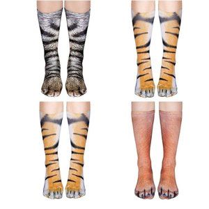 4 3D Animal Paw Print Socks Unisex